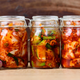 kimchi fermenting in jars